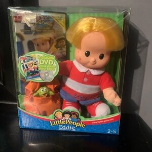 Fisher Price Little People Eddie Doll 12" DVD 2004 Mattel Doll Box Has Wear